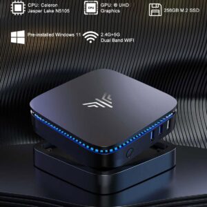 KAMRUI Mini PC Windows 11, AK1 PRO 12GB RAM 256GB SSD Mini Desktop Computer, Celeron N5105 CPU, 4 Core Micro PC Computer, Desktop PC 4K, Support 2.5’’ SSD, 2.4G/ 5.0G WiFi, Gigabit Ethernet, HTPC